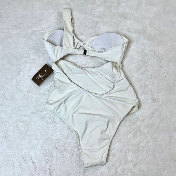 Envya Gina Asymmetric One Piece Swimsuit Oasis White Cream Cut Out Size Large - Picture 5 of 7